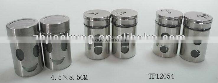 mini cylinder glass spice shaker with metal coating