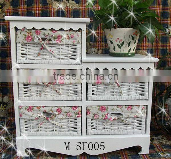 white storage cabinet with 2 drawer wicker storage basket