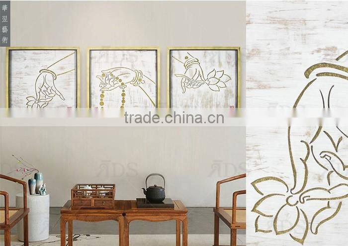 Framed Handmade Gold Leaf Buddha Wall Art For Home Decoration