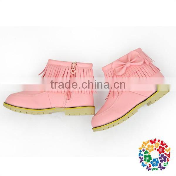 Children Boy And Girls Waterproof Three Colors Adding Cashmere Black Leather Shoes