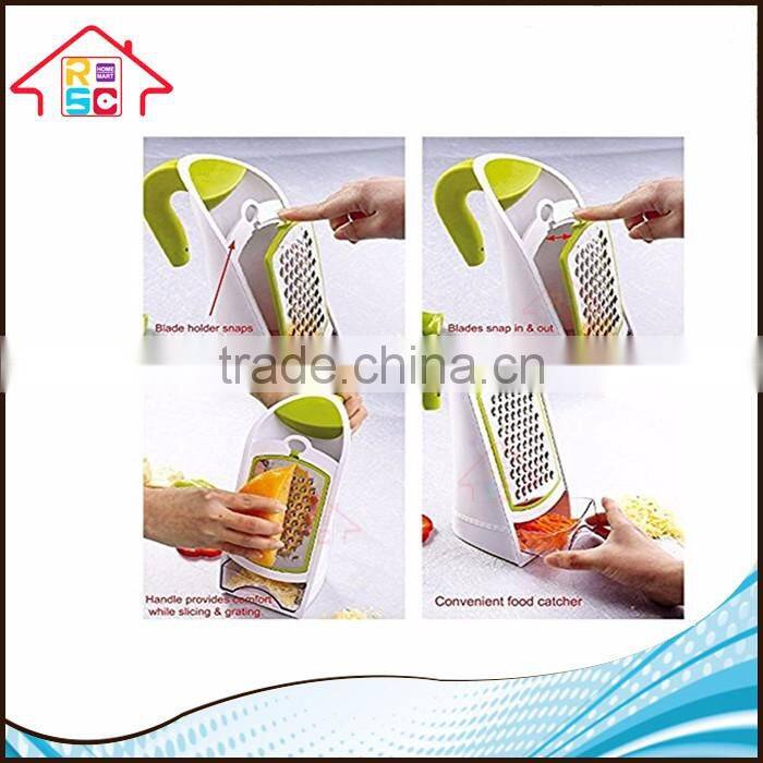 NBRSC New Design 3 In 1 Grater And Container Vegetable Cheese Grater With Interchangeable Stainless Steel Blades