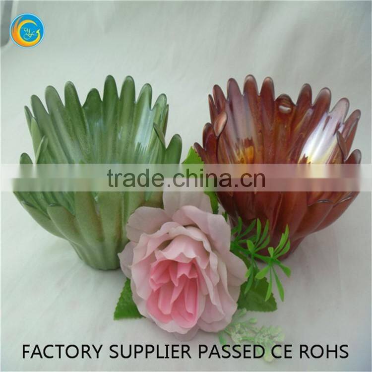 Flower shape colored glass plate with cheap price