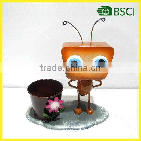 12"H Metal robot garden for plant pots