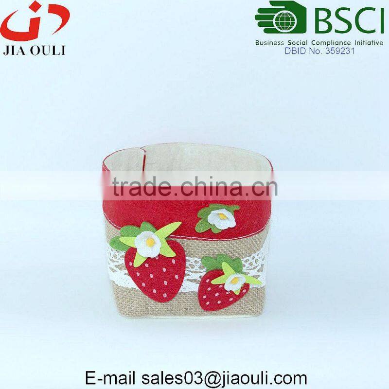 BSCI Audit Factory with screen printing rabbit fabric plant pot cover bag for flower pots