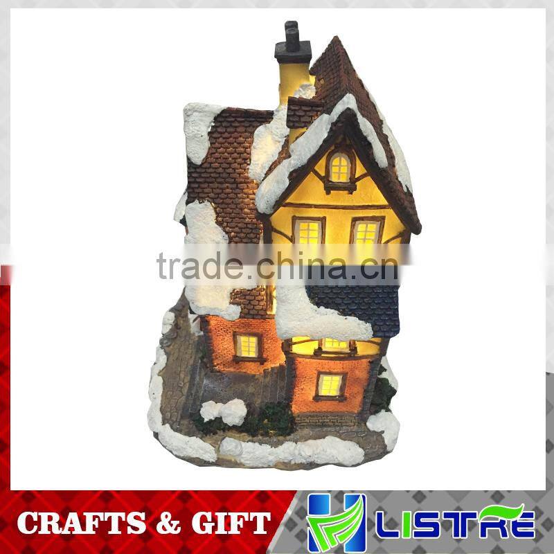 Resin Lighted Christmas Decoration House with music