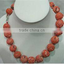 wholesale 17inches 14mm red coral beads necklace jewelry set
