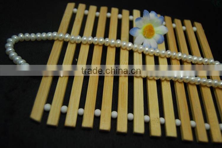 5-6 mm white button shape freshwater pearl necklace