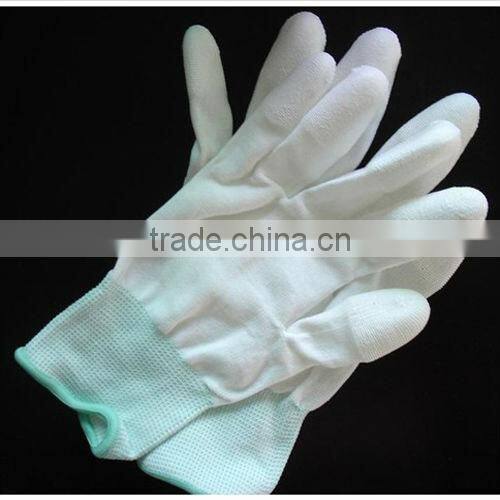 White PU white nylon inspection gloves