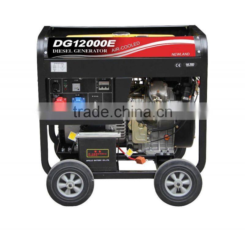 5kw diesel engine generator strong square frame with big 4 wheels generator manufacturer