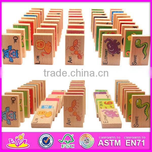 2015 New imagination wooden domino game for kids,colorful wooden domino toy for children,play wooden domino toy for baby W15A007
