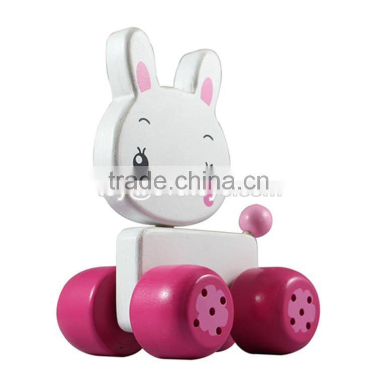 Best design cartoon elephant wooden baby toy car W04A040
