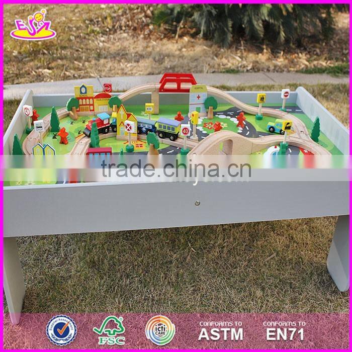 2017 New design educational kids activity toys wooden train table set W04C070