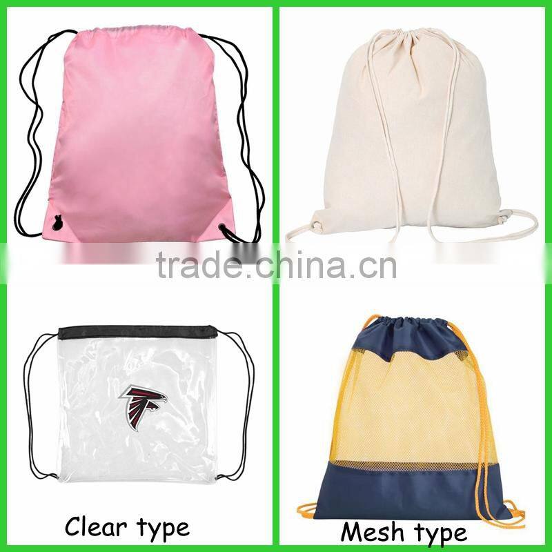 Black Nylon Drawstring Bag, Knapsack, Backpack.