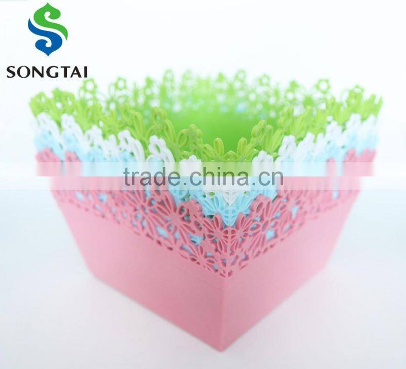 2016 new style plastic pp square fruit basket with sunflower