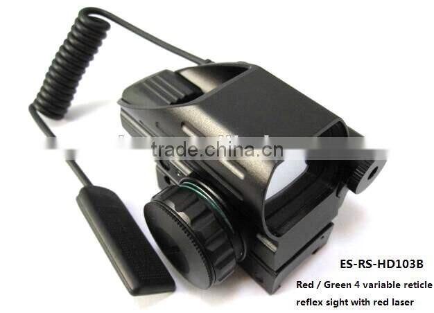 Erains TAC Optics Tactical Reflex Sight with 4 variable red dot reticles scope with red laser sight attached