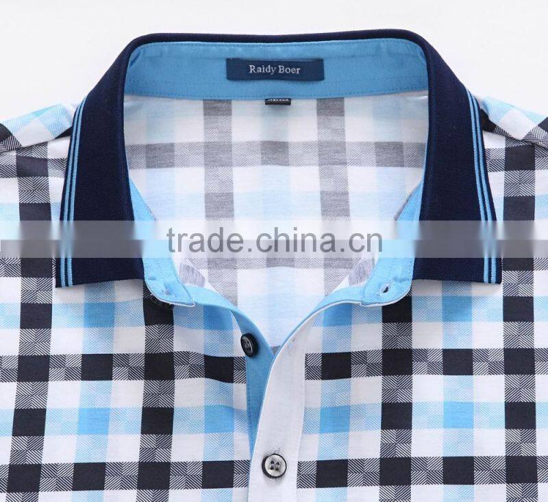 Raidyboer Men's knit polo t shirt 100%cotton with check Raidyboer