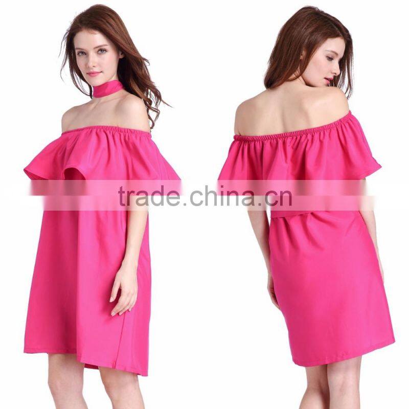 Women Dress Short Sleeve Big Size Dress O Neck Loose Mini Dress For Wholesale