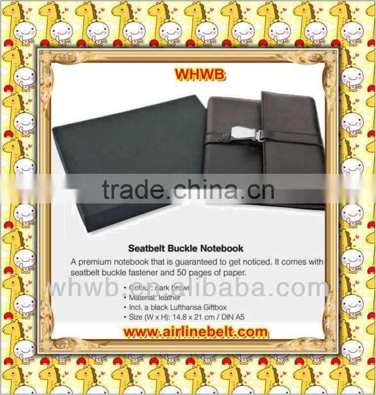Premium airplane seatbelt buckle notebook with calculator