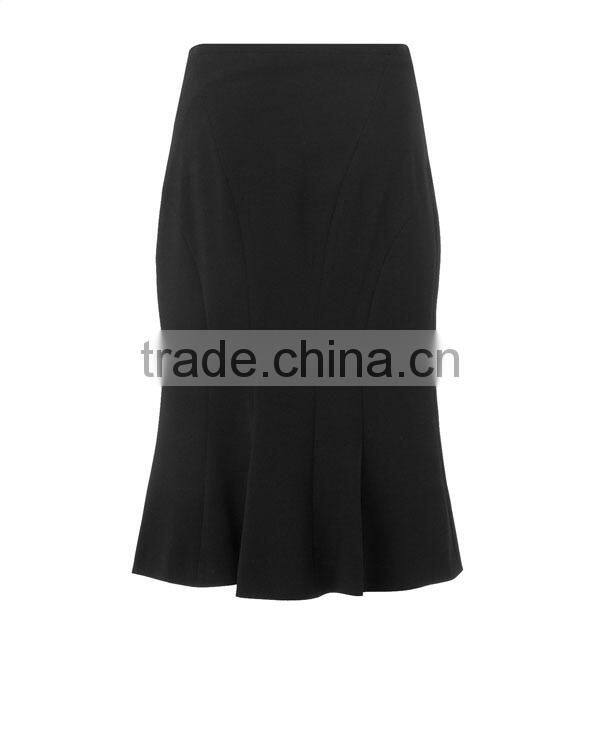 Fashion black peplum skirt with back dart for office ladies