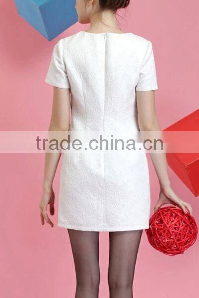 HD-D121 elegant women embossed fashion OL dress/casual ladies dress
