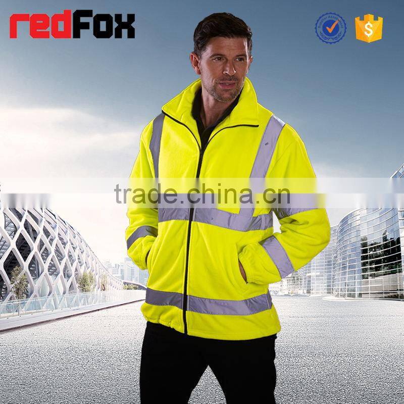 no hood hi vis traffic orange safety fleece jacket