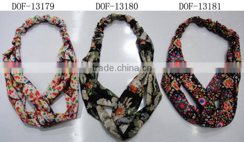 Hot popular lady floral summer chiffon voile headband