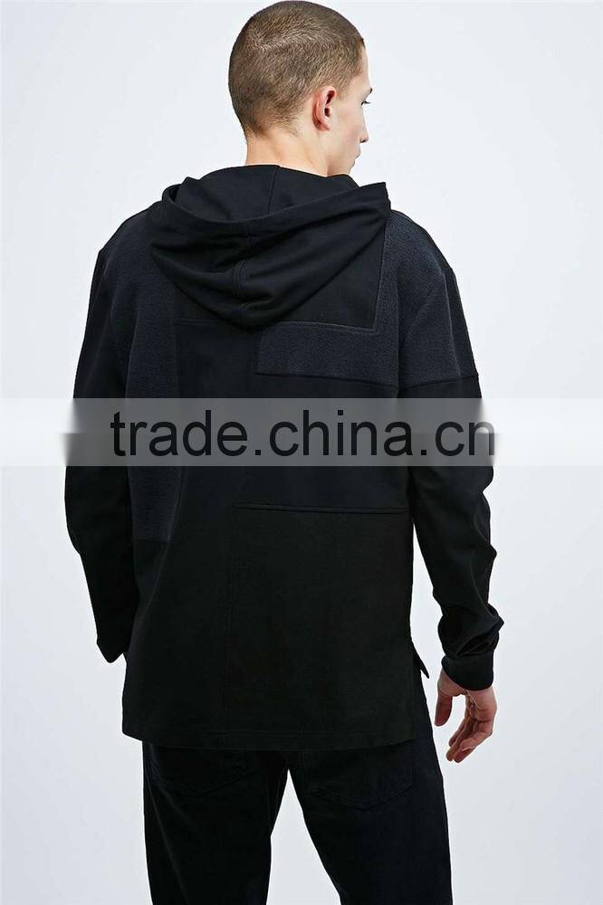 Oversized pullover hoody black and grey combination hoodie hoodies blank