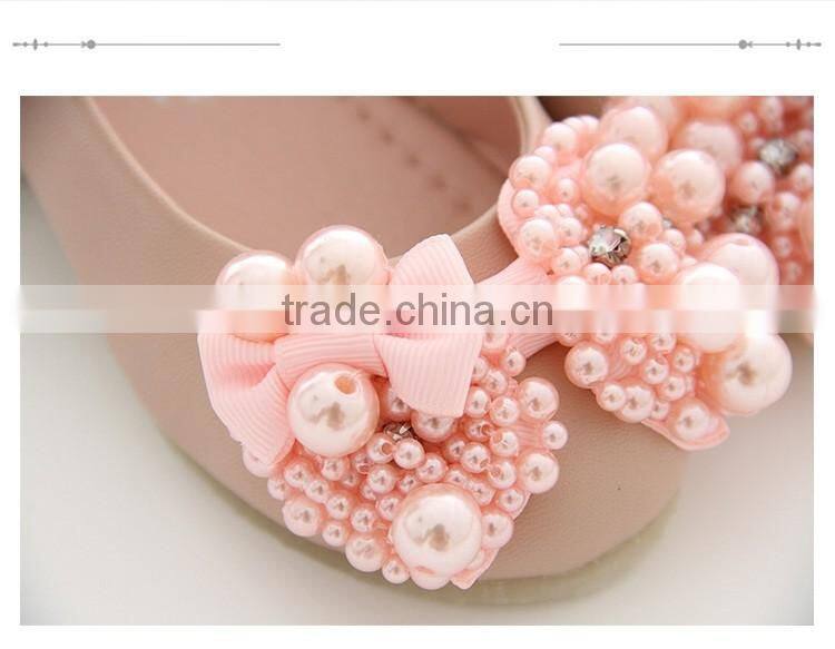 girls fancy leather school shoes children pearls flat shoes