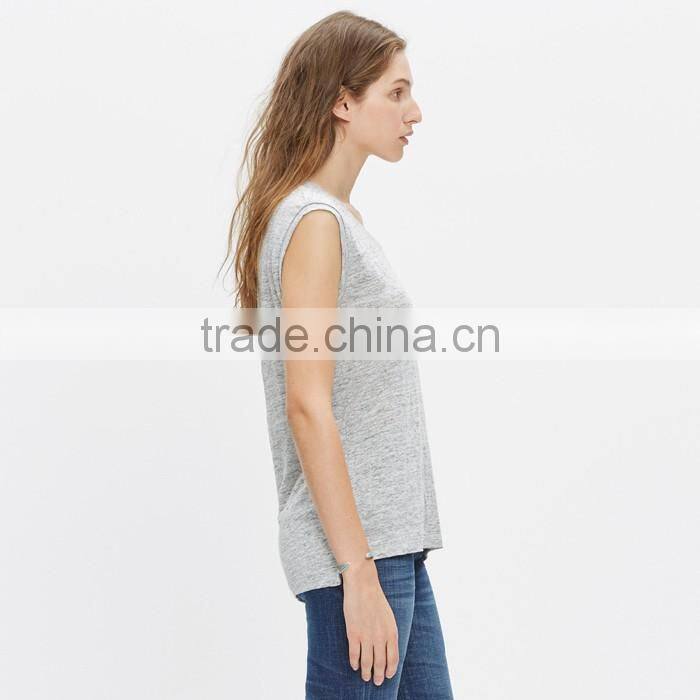 Women soft linen heathered muscle stringer tank top wholesale
