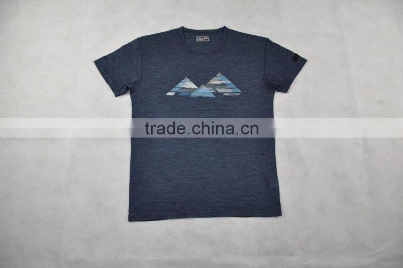 OEM Men's 100% Superfine Merino Wool Printed Fashionable Short Sleeve, T-Shirts Plus Size