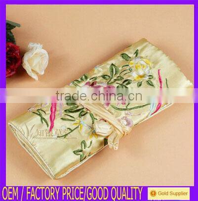 Pink Chinese Style Silk Brocade Jewelry roll ,jewelry pouch JR004