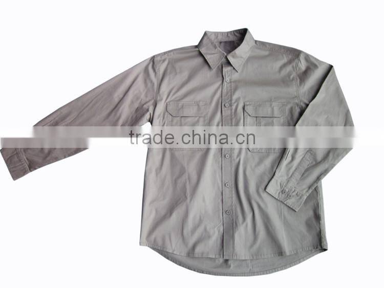 Plain color cotton mechanic wear work two pocket shirts