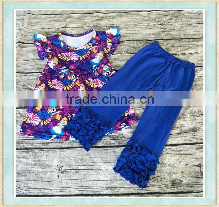 YiWu Ibear brand clothes baby clothes 100% cotton Alice's Wonderful dream print outfit new born baby clothes