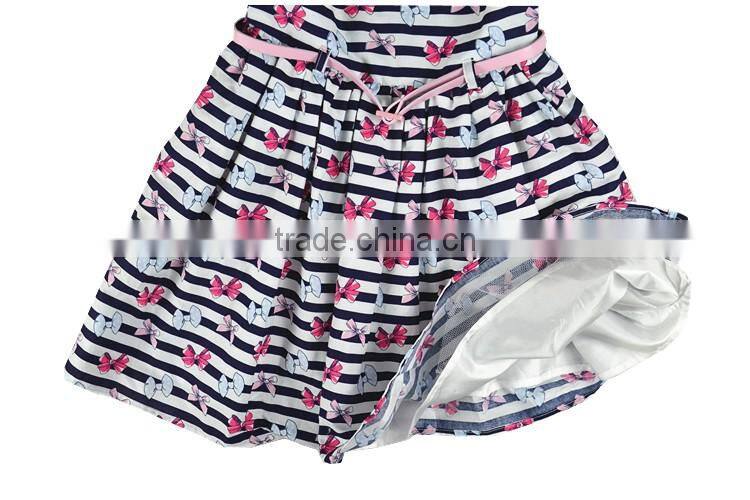 New classic stripes muti-layers summer latest fashion dresses with bow print