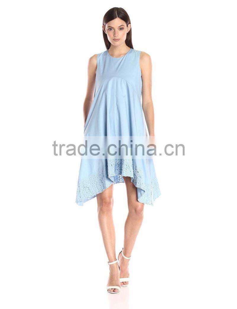 Women's Kerchief Hem Swing Blue,Beige,Off-white Dress