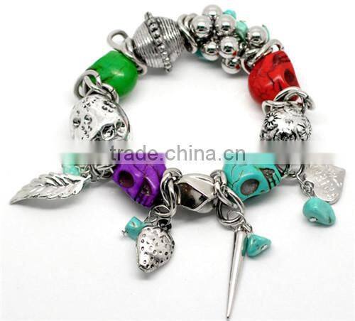 Summer Style Halloween Skull Stone Elastic Bracelet 25cm