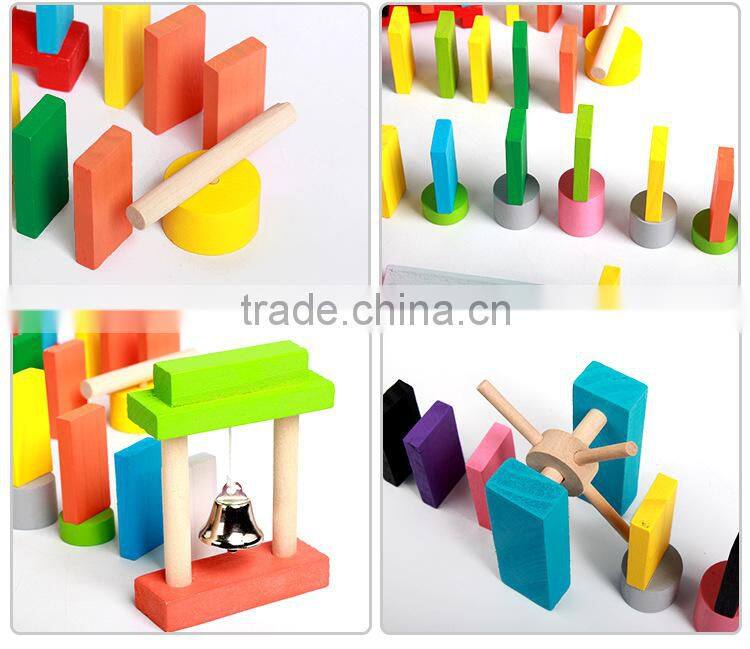 wholesale cheap 120pcs colored educational wooden dominos rally toy game set