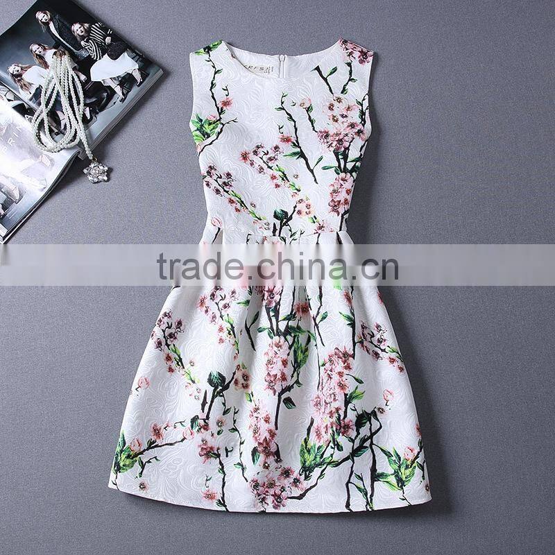 pink solid color printed A line dress/sym rose multi design sleeveless A line dress skirt