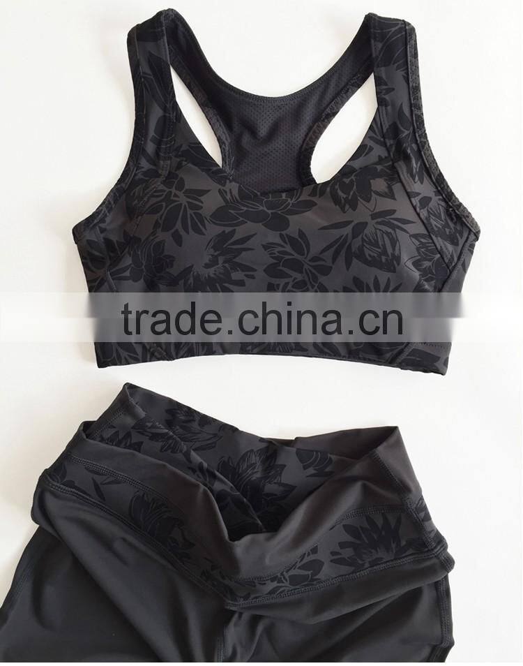 New Arrival Trendy Style Flower Printed Yoga Pants Tank Tops Fitness Wear