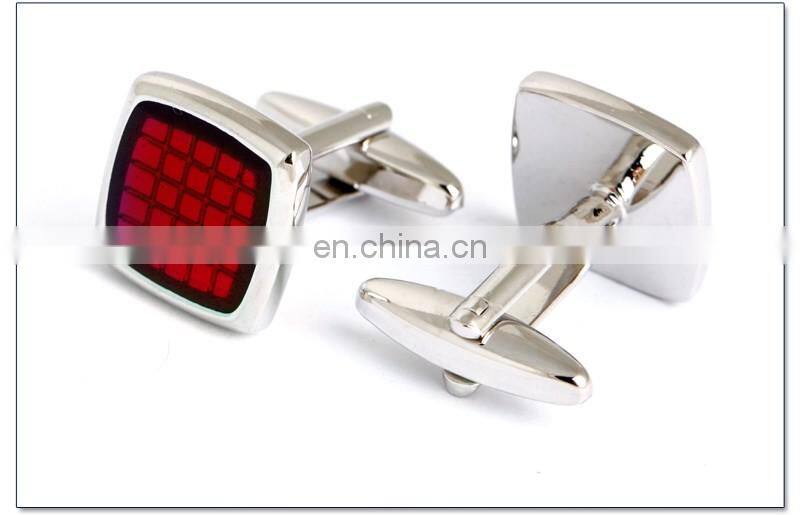 Simple Check Cuff link Red Square Men Shirt Cufflinks