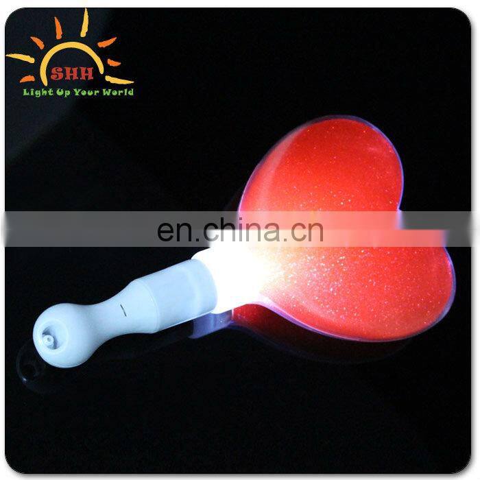 Pink heart shape led light up custome glitter lucky wands