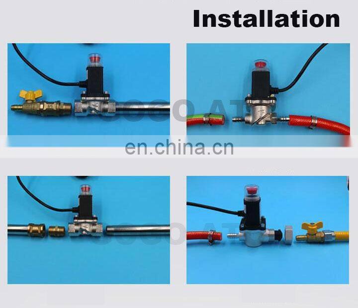 DN15 manual reset 1/2" / hose to hose / Aluminum alloy gas emergency shut off solenoid valves home Gas Leak Detector alarm DC9V