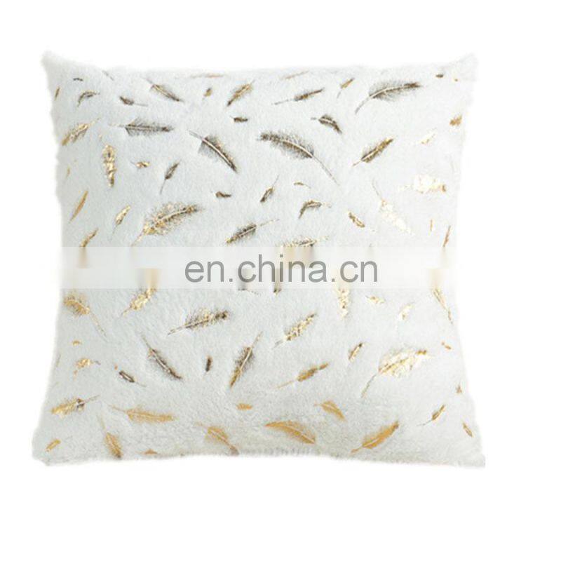 Home Decorative velvet Cushion Cases Fur with Gold Leaves throw Pillow cover Farmhouse