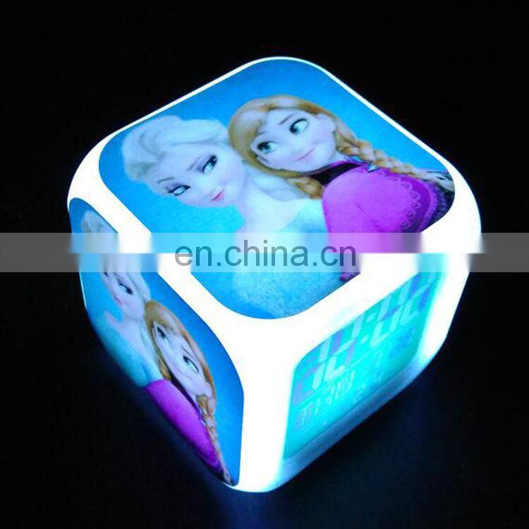 Dice Shape small Square Cube Glowing LED 7 Colors Changing home desk Digital Alarm Clock