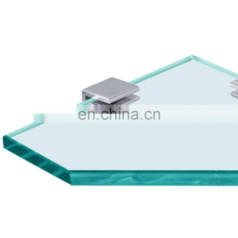GF006 Corner Pentagon Glass chrome floating glass shelf brackets
