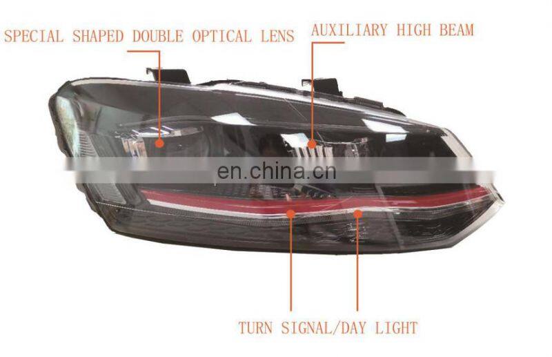 Auto cars LED headlight Lens assembly plus day tuning headlight for V W polo 2018-2020 used for modified cars POLO modified