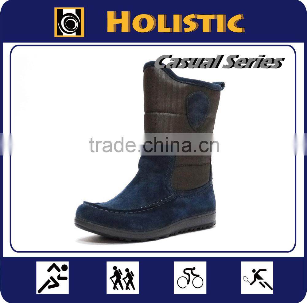 Wiley Herringbone Nylon and Suede Upper Furry Lining Moccasin Boots