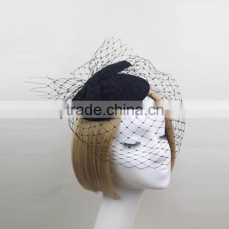 2015 Fashionable Mini Wool Hat Fascinator Hat With Veiling