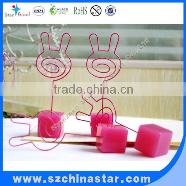 25x25mm cube pink color resin base place card holder animal clip