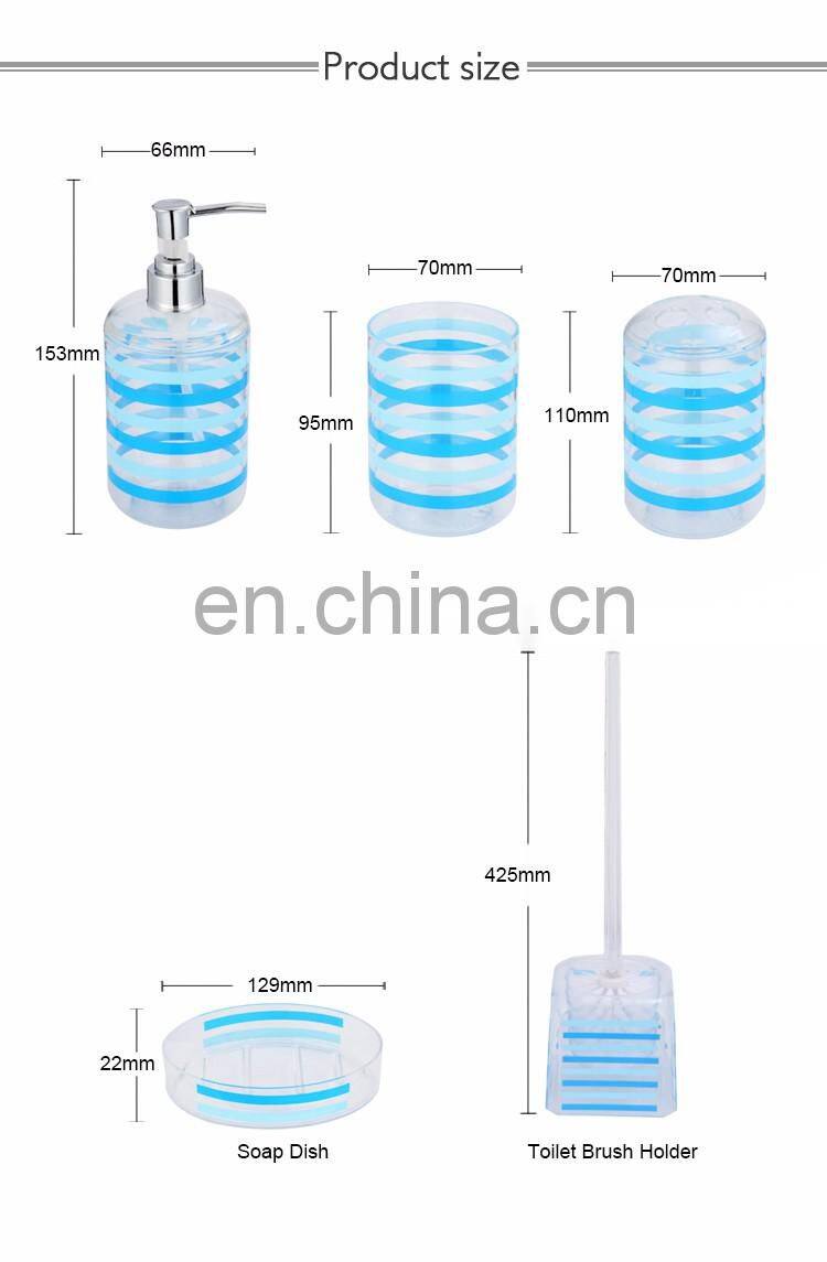 Guangzhou Supply Modern 5pcs Plastic Square Shape Complete Bathroom Hardware Set